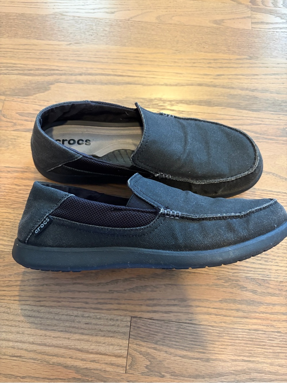 CROCS Men’s Black Canvas Slip-On Loafers
